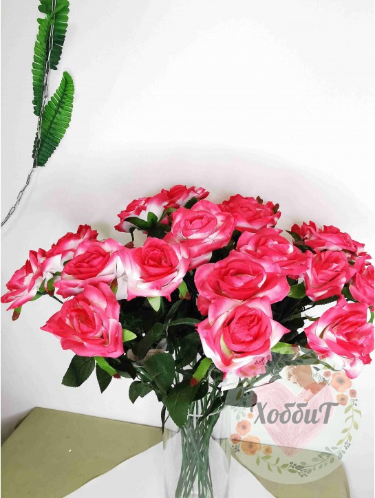 Цветок искусственный "Роза" 56см. d - 8,5см (розовый), 1 штука